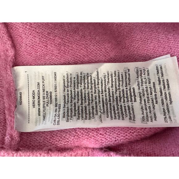 NEW VERO MODA Elly V-Neck Puff Sleeve Knitted Sweater Size S - Picture 7 of 9